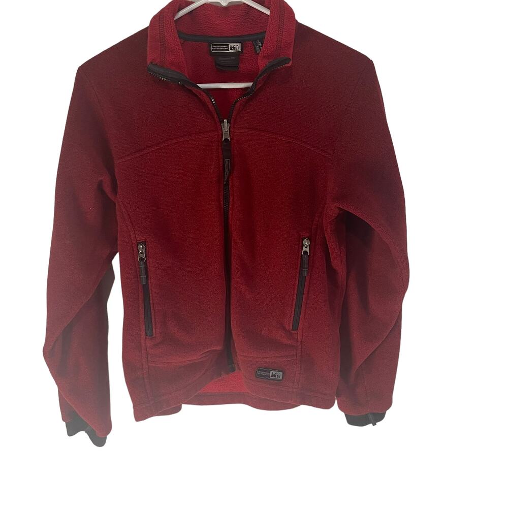 REI Thermal Pro Women's Size XS Red Fleece Zip Up Outdoors Sweater Jacket